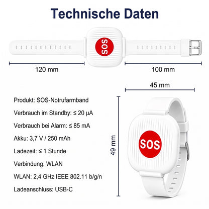 Technische Daten des Armbands Vitae SOS