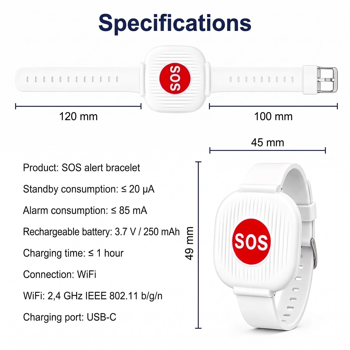 Vitae SOS bracelet specifications
